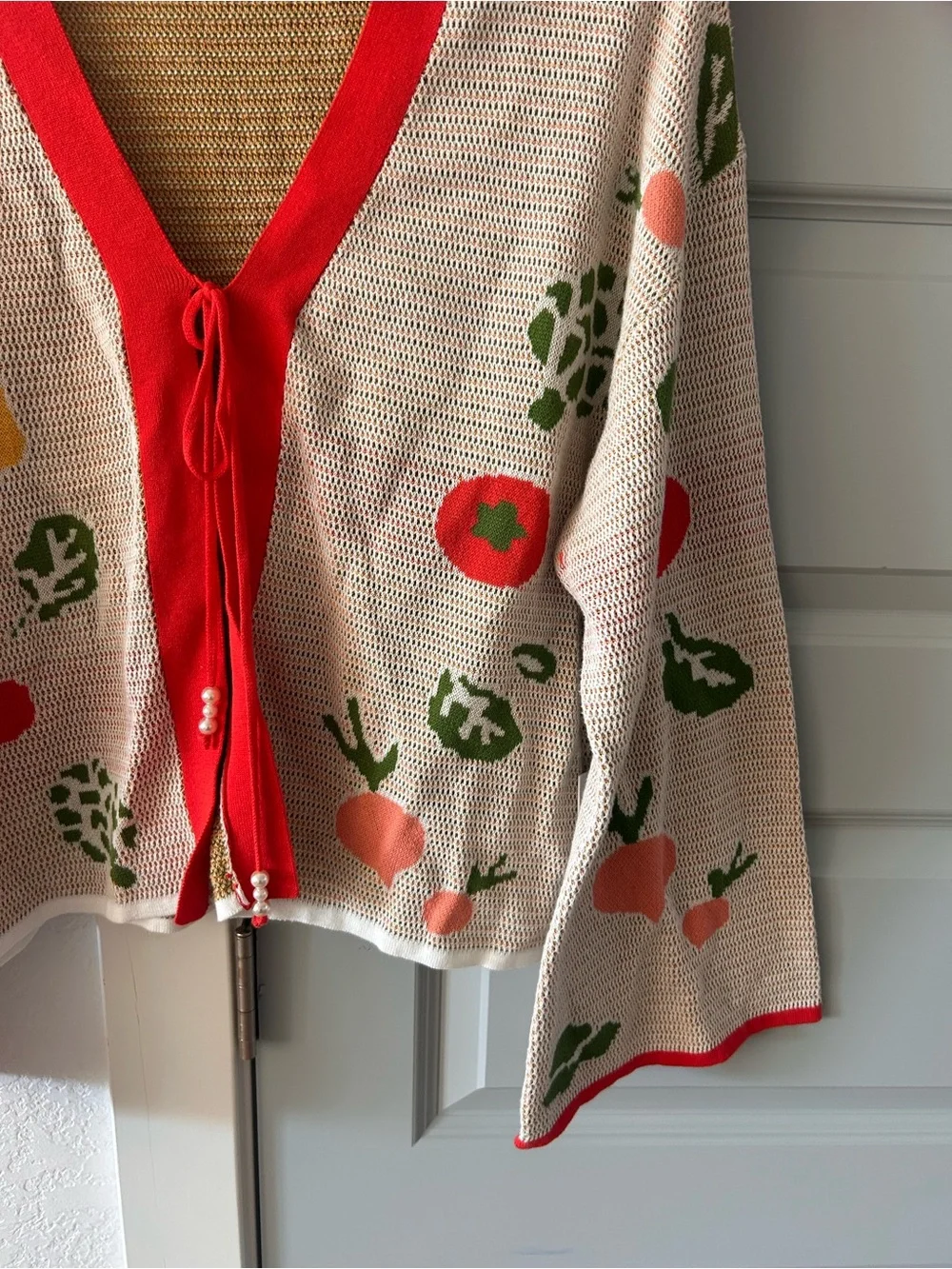 NWT Anthropologie Flat White Vegetable Print Shorts Cardigan Set- Sample - Picture 4 of 8